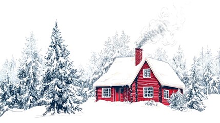 Snowy Cabin Retreat in the Woods