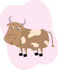 Illustration of a Cute Cartoon Cow on a white background.
