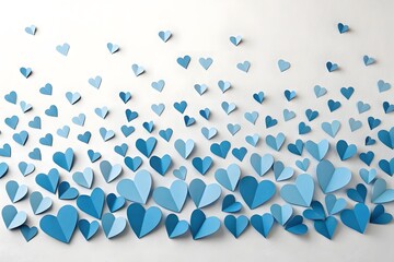 Fototapeta premium Blue Paper Hearts Design in Varying Sizes on Light Background