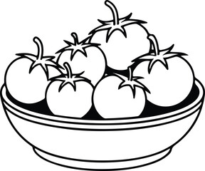 Tomato in bowl art design, Tomatoes in bowl vector design