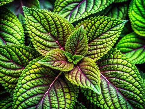 Close-up detail of Balm-leaved Figwort's leaves.  Herbal medicine, wildflower, nature photography, scrollable, high-resolution image.