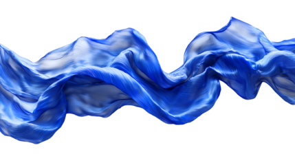blue silks waving in the wind on a transparent background, PNG image, PNG file, Generative art.
