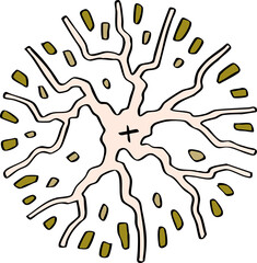 decoration hand drawn cartoon top view of tree illustration for landscape and architecture design.