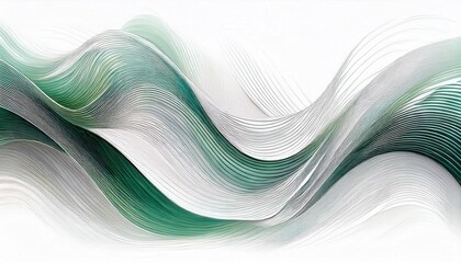 fluid wave pattern in layered green and white gradients for abstract wall art and modern graphic design projects

