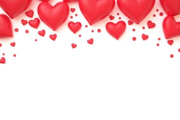 White bg red hearts and small red dots scattered in top middle