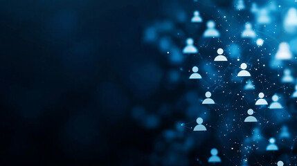 Digital network of people icons connected by lines, representing recruitment