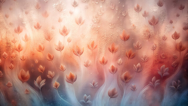 Watercolor Wash Background with Tulip Patterns, Soft Strokes and Blended Colors for Festival Memorabilia with Copy Space 