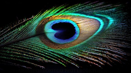 Fototapeta premium Vibrant Peacock Feather Close Up Jewel Toned Iridescent Plumage Detail