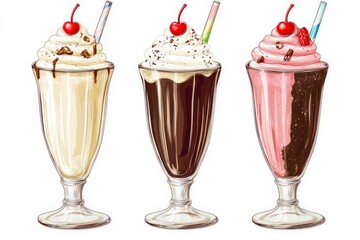 Delightful Milkshake Illustration Set