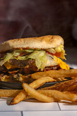 Burger with fries