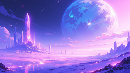 Obraz premium anime wallpaper surreal illustration background..