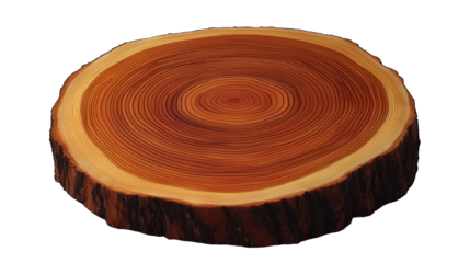 cut wooden stump with annual rings from a tree trunk isolated on transparent background, photo PNG image, PNG file, Generative art.