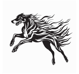 Greyhound Fast Flame Trail Body Image Vector isolated on white background.