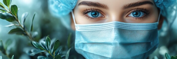 Health worker in protective gear promotes awareness of health practices