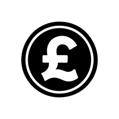 Circle with uk british pound sign currency icon vector flat illustration design on white background.