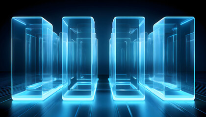 Abstract geometric blocks on black background, 3d render