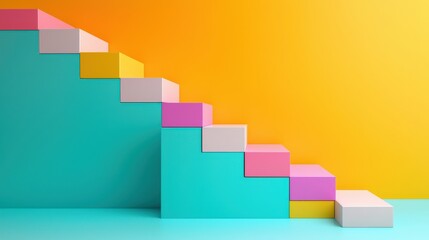 Fototapeta premium A symbolic staircase made of upward-trending bar graphs.