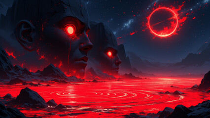 Obraz premium anime wallpaper surreal illustration background..