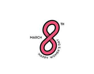 Happy Women's Day Stylish Typography Text. 8 march Vector Illustration