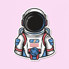 Fototapeta premium astronaut noir with spaceship, 2d Sticker, colorful, t-shirt clean design, illustration ai generated