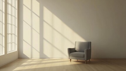 Fototapeta premium modern minimalist living room with sunlight streaming through wi