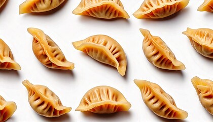 seamless pattern of fresh Chinese dumplings on a white background 