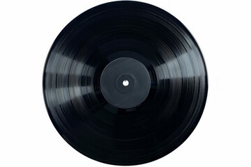 Fototapeta premium Black vinyl record on solid white background. Neural network AI generated
