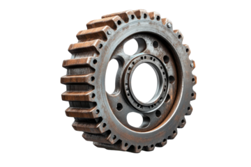 Industrial Gear Wheel from Heavy Machinery Isolated on Transparent Background