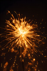 Fototapeta premium Digital yellow-gold exploding firework illustration abstract graphic poster background