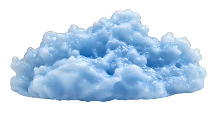 a piece of ice shaped like a cloud of blue liquid on a transparent background, PNG image, PNG file, Generative art.