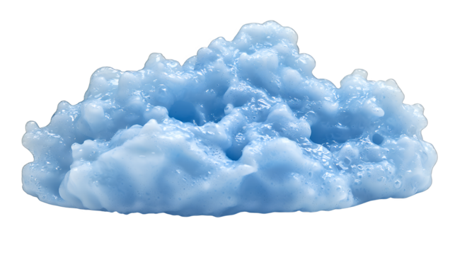 a piece of ice shaped like a cloud of blue liquid on a transparent background, PNG image, PNG file, Generative art.
