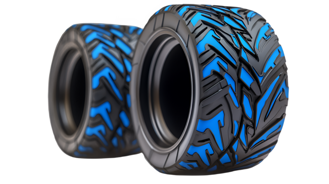 new design of blue tires with a pattern on transparent background, PNG image, PNG file, Generative art.