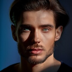 Obraz premium Mysterious portrait. Delicate shadows and reflections emphasize an intriguing personality. Sensual and enigmatic