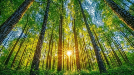 Fototapeta premium Morning sunlight in the forest