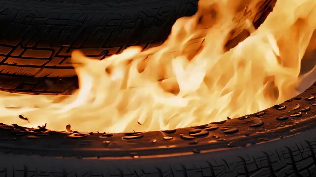Intense flames engulf burning object, showcasing fiery energy