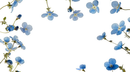 blue flowers on a transparent background, PNG image, PNG file, Generative art.