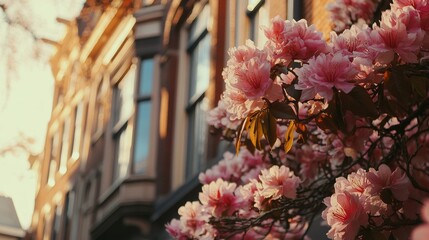 Pink Blossom in Cityscape - Springtime Beauty