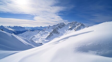 Naklejka premium Majestic Snowy Mountain Range in Wintertime