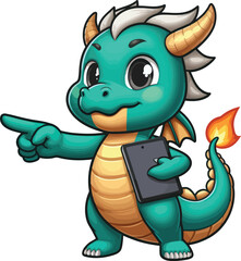 Happy Cartoon Baby Dragon Illustration for Kids’ Products, Fantasy Decor, Digital Art, and T-Shirts.