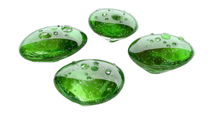 green bubbles in a glass of water on a transparent background, PNG image, PNG file, Generative art.
