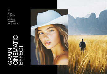 Grain Cinematic Poster Photo Effect Mockup