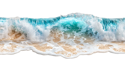 an aerial view of an ocean wave crashing on a beach with sand PNG image, PNG file, Generative art.