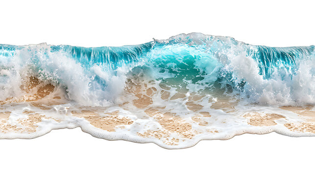 an aerial view of an ocean wave crashing on a beach with sand PNG image, PNG file, Generative art.