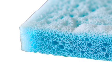 a blue sponge with foam and bubbles on a transparent background, PNG image, PNG file, Generative art.