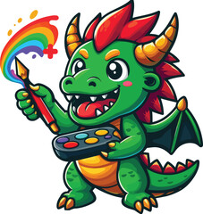 Fototapeta premium Charming Cute Baby Dragon Character Illustration for Digital Art, Storybooks, and Fun Graphic Designs.