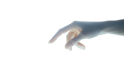 a female hand touching a finger against a transparent background, PNG image, PNG file, Generative art.