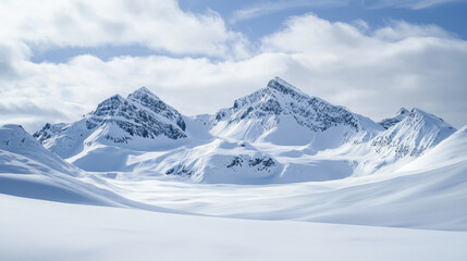 Obraz premium Majestic snow-covered mountain peaks under bright blue sky