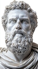 Obraz premium An artistic marble bust presenting a bearded man with deeply carved facial features, showcasing the mastery of sculpting and capturing human emotions in marble.