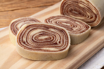 Bolo de rolo, typical brazilian northeast roll cake filled with guava cream