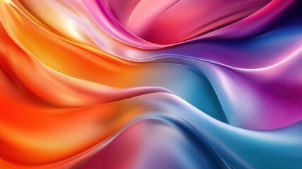 Fototapeta premium Abstract background of colorful silky fabric waves: luxurious, smooth and dynamic texture